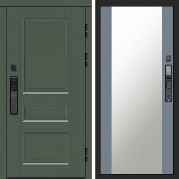 Входная дверь Termo-Door Смарт Орегон Green - Зеркало Grey Софт