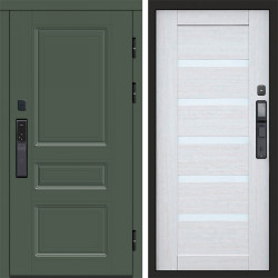 Входная дверь Termo-Door Смарт Орегон Green - Зеркало Триумф Царга лиственница 4500 / 5500