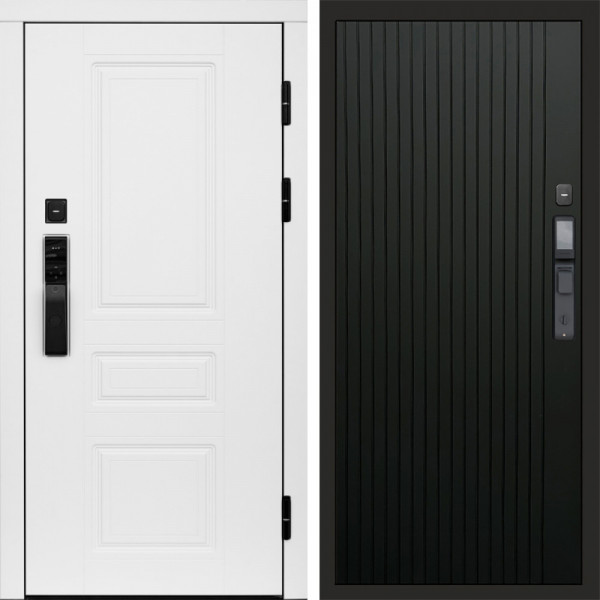 Входная дверь Termo-Door Смарт Орегон White - Flat Черный кварц