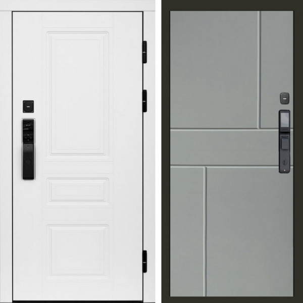 Входная дверь Termo-Door Смарт Орегон White - Горизонт Grey софт