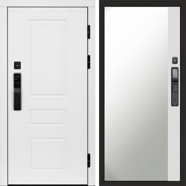 Входная дверь Termo-Door Смарт Орегон White - Зеркало Фацет Белый софт