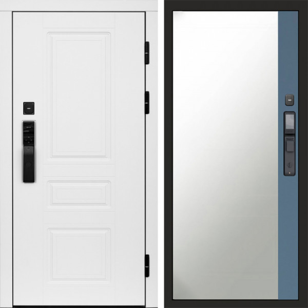 Входная дверь Termo-Door Смарт Орегон White - Зеркало Фацет Grey софт