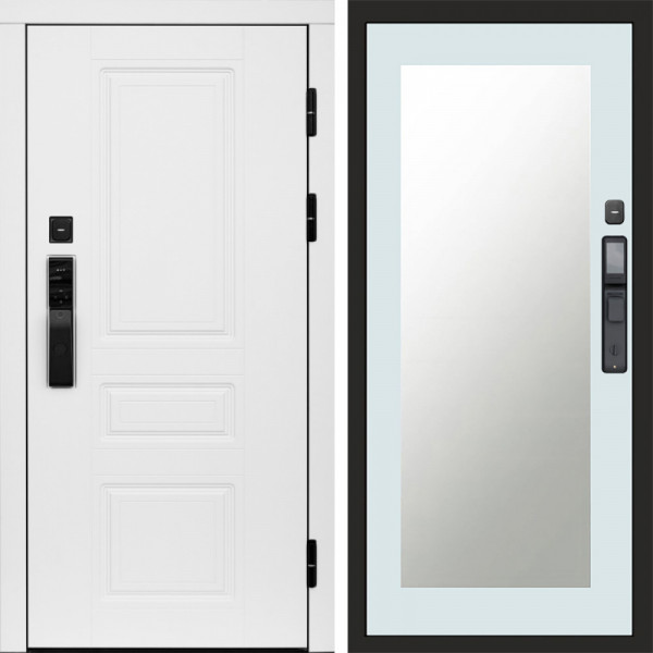 Входная дверь Termo-Door Смарт Орегон White - Зеркало Триумф Белый софт
