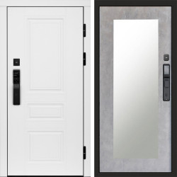 Входная дверь Termo-Door Смарт Орегон White - Зеркало Триумф бетон светлый
