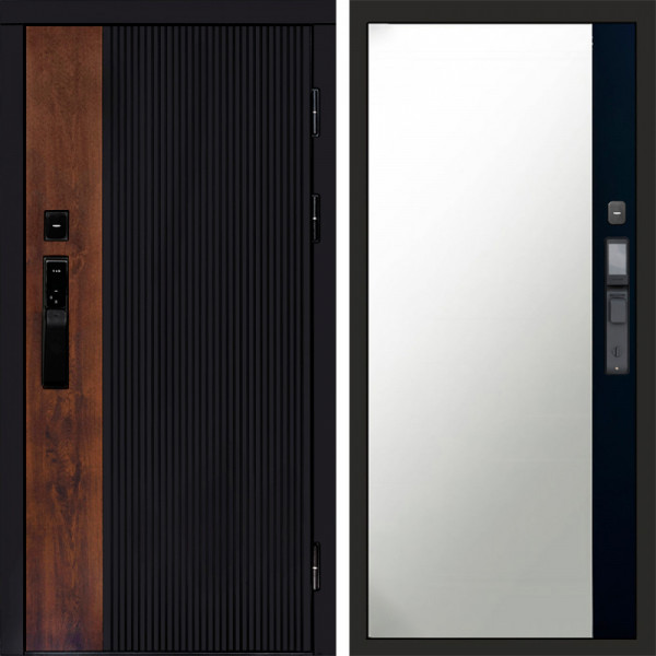 Входная дверь Termo-Door Смарт Престиж - Зеркало Фацет Черный кварц