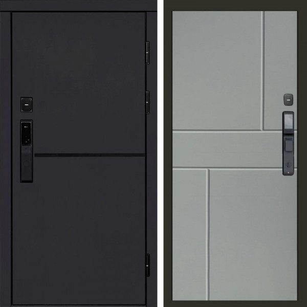 Входная дверь Termo-Door Смарт Тренд Black - Горизонт Grey софт