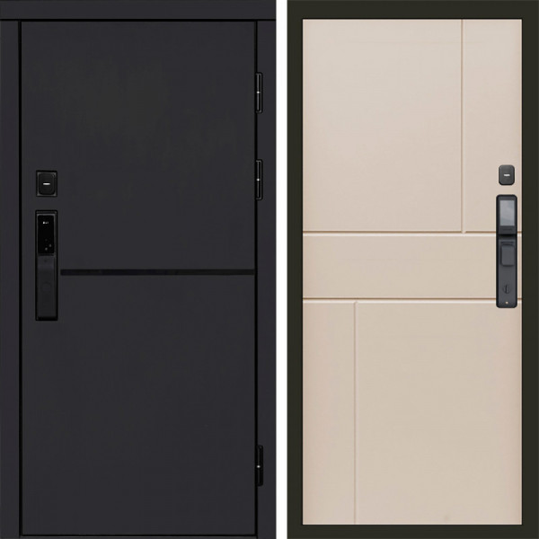 Входная дверь Termo-Door Смарт Тренд Black - Горизонт Слоновая кость