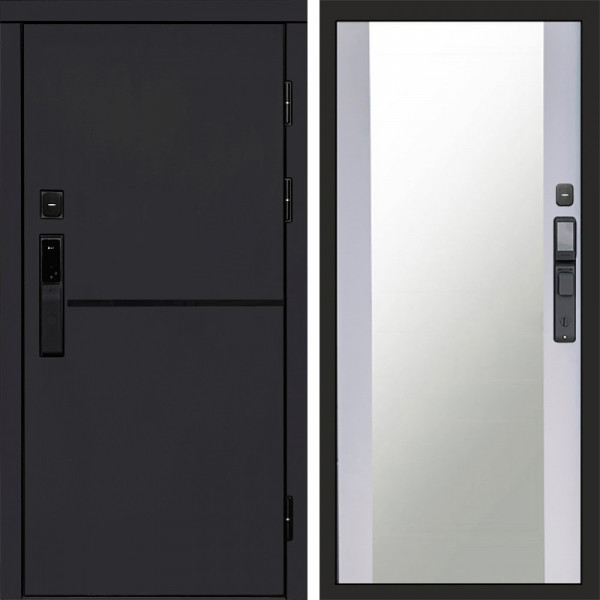 Входная дверь Termo-Door Смарт Тренд Black - Зеркало белый софт