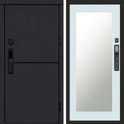 Входная дверь Termo-Door Смарт Тренд Black - Зеркало Триумф Белый софт