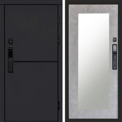 Входная дверь Termo-Door Смарт Тренд Black - Зеркало Триумф бетон светлый