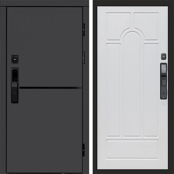 Входная дверь Termo-Door Смарт Тренд Графит - Арка белое дерево