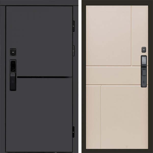 Входная дверь Termo-Door Смарт Тренд Графит - Горизонт Слоновая кость