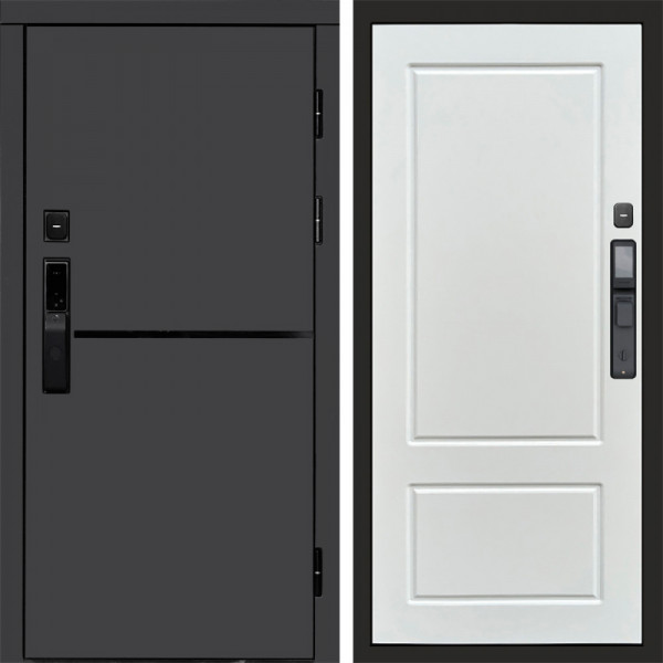 Входная дверь Termo-Door Смарт Тренд Графит - Марсель Белый софт