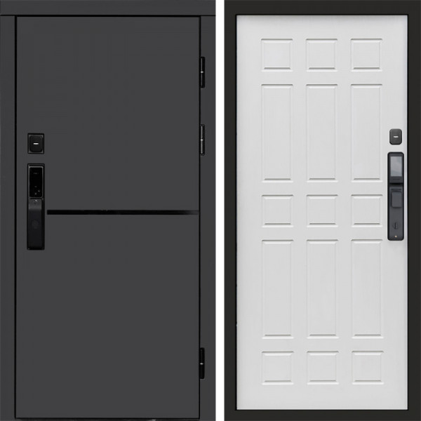 Входная дверь Termo-Door Смарт Тренд Графит - Спарта белое дерево