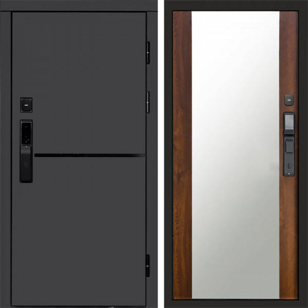 Входная дверь Termo-Door Смарт Тренд Графит - Зеркало дуб