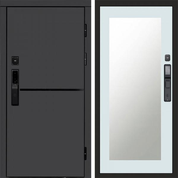 Входная дверь Termo-Door Смарт Тренд Графит - Зеркало Триумф Белый софт