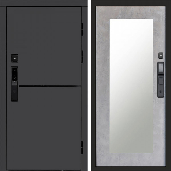 Входная дверь Termo-Door Смарт Тренд Графит - Зеркало Триумф бетон светлый