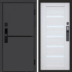 Входная дверь Termo-Door Смарт Тренд Графит - Зеркало Триумф Царга лиственница 4500 / 5500