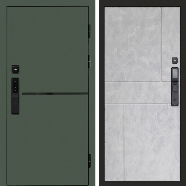 Входная дверь Termo-Door Смарт Тренд Green - Горизонт бетон светлый