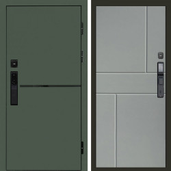 Входная дверь Termo-Door Смарт Тренд Green - Горизонт Grey софт
