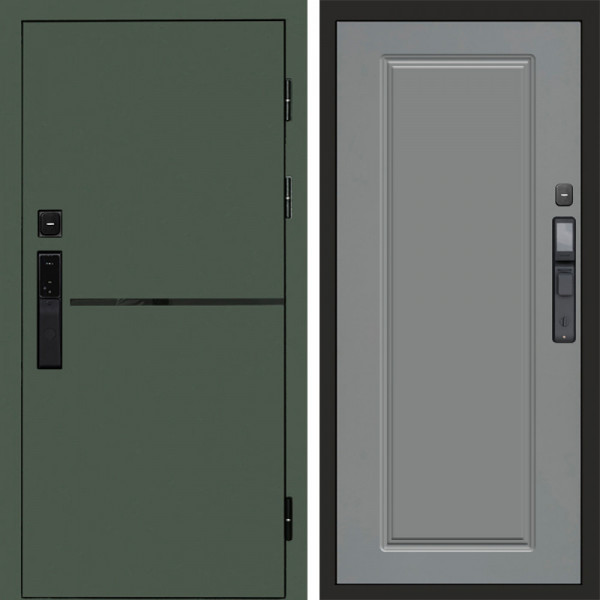 Входная дверь Termo-Door Смарт Тренд Green - Гранд Grey софт