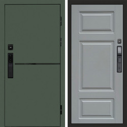 Входная дверь Termo-Door Смарт Тренд Green - Лион Grey софт