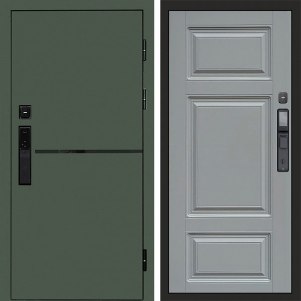 Входная дверь Termo-Door Смарт Тренд Green - Лион Grey софт
