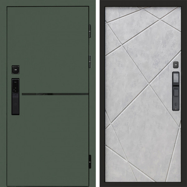 Входная дверь Termo-Door Смарт Тренд Green - Лучи бетон светлый