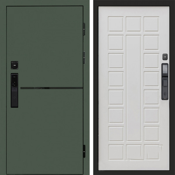 Входная дверь Termo-Door Смарт Тренд Green - Престиж белое дерево