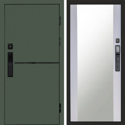 Входная дверь Termo-Door Смарт Тренд Green - Зеркало белый софт