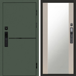 Входная дверь Termo-Door Смарт Тренд Green - Зеркало Слоновая кость