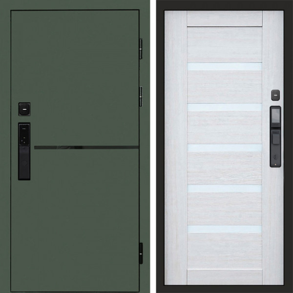 Входная дверь Termo-Door Смарт Тренд Green - Зеркало Триумф Царга лиственница 4500 / 5500