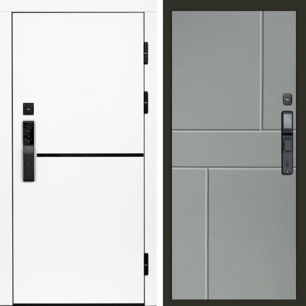 Входная дверь Termo-Door Смарт Тренд White - Горизонт Grey софт