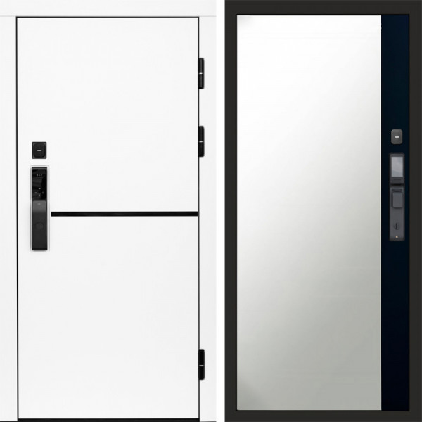 Входная дверь Termo-Door Смарт Тренд White - Зеркало Фацет Черный кварц