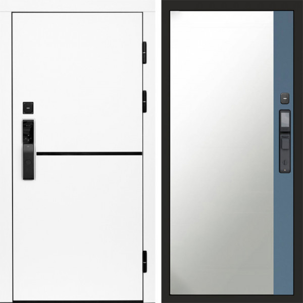 Входная дверь Termo-Door Смарт Тренд White - Зеркало Фацет Grey софт