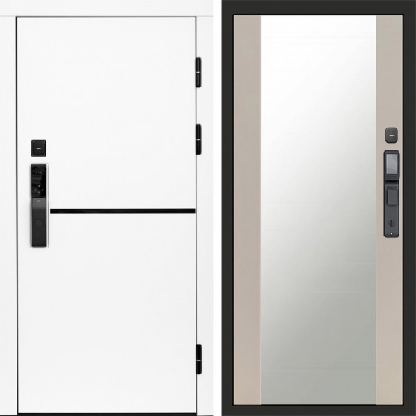 Входная дверь Termo-Door Смарт Тренд White - Зеркало Слоновая кость