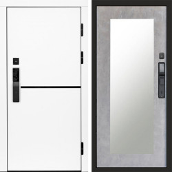 Входная дверь Termo-Door Смарт Тренд White - Зеркало Триумф бетон светлый