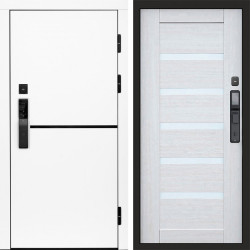 Входная дверь Termo-Door Смарт Тренд White - Зеркало Триумф Царга лиственница 4500 / 5500