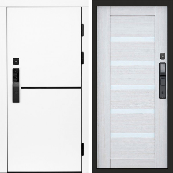 Входная дверь Termo-Door Смарт Тренд White - Зеркало Триумф Царга лиственница 4500 / 5500