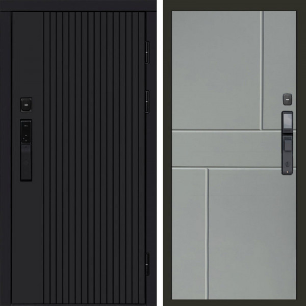 Входная дверь Termo-Door Смарт Твист Black - Горизонт Grey софт