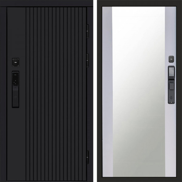 Входная дверь Termo-Door Смарт Твист Black - Зеркало белый софт