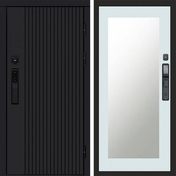 Входная дверь Termo-Door Смарт Твист Black - Зеркало Триумф Белый софт