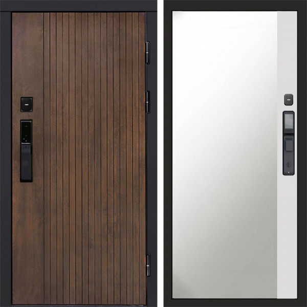 Входная дверь Termo-Door Смарт Твист Ультра - Зеркало Фацет Белый софт