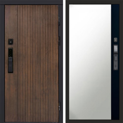 Входная дверь Termo-Door Смарт Твист Ультра - Зеркало Фацет Черный кварц+тонировка серая