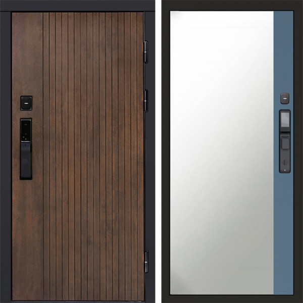 Входная дверь Termo-Door Смарт Твист Ультра - Зеркало Фацет Grey софт