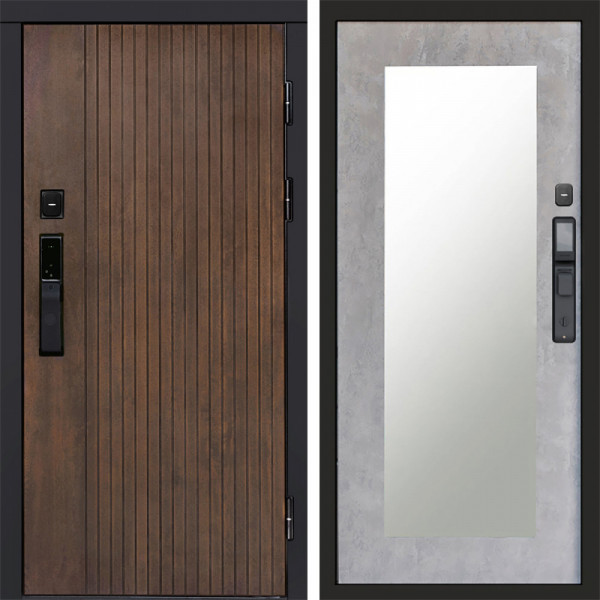 Входная дверь Termo-Door Смарт Твист Ультра - Зеркало Триумф бетон светлый