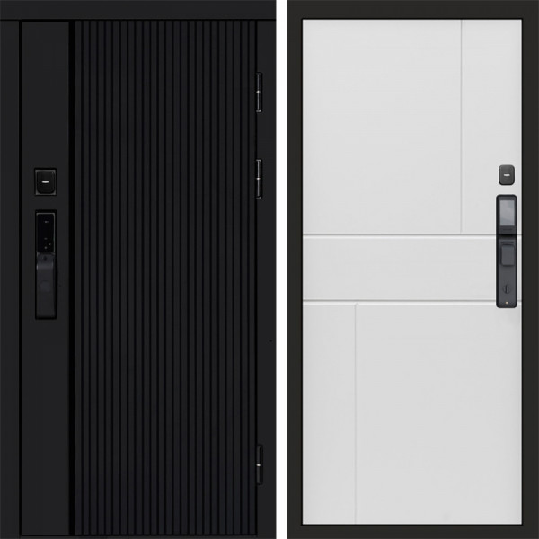 Входная дверь Termo-Door Смарт Урбан Black - Горизонт белый