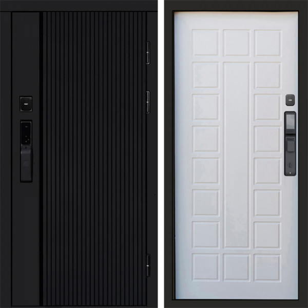 Входная дверь Termo-Door Смарт Урбан Black - Престиж белое дерево