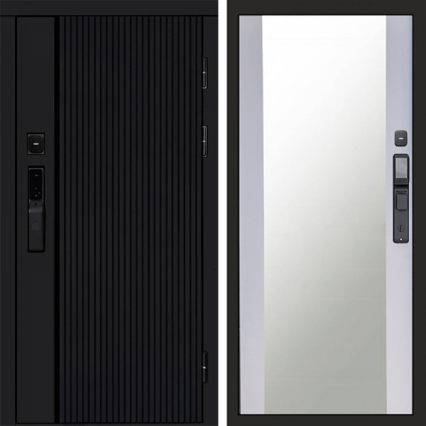 Входная дверь Termo-Door Смарт Урбан Black - Зеркало белый софт