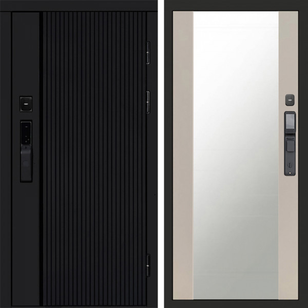 Входная дверь Termo-Door Смарт Урбан Black - Зеркало Слоновая кость